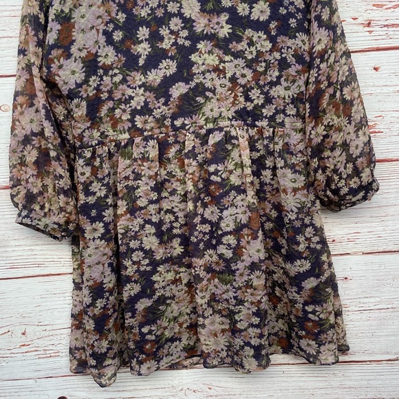 Madewell Drawstring Faux-Wrap Mini Dress in Daisy Reverie Sz S - Picture 11 of 16